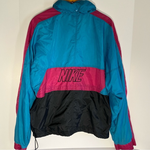 Retro Nike Tracksuit Windbreaker Black/Blue/Pink Vtg Gray Tag Size Large 80’s - Picture 3 of 8
